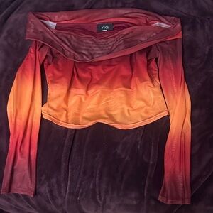 Vici Women's Gradient Red and Orange Long Sleeve Top